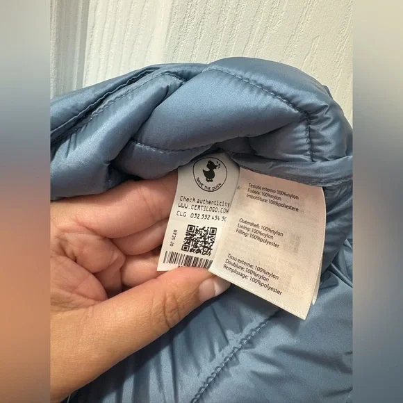 Save The Duck Cindy Long Puffer Vest Size Large Blue - Picture 6 of 8